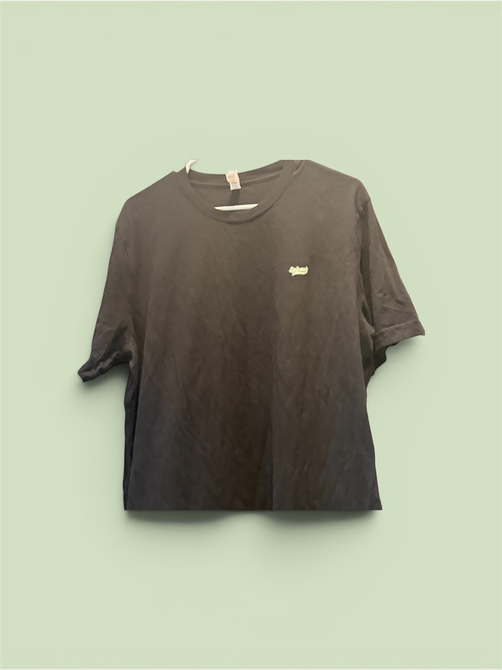 Black Crewneck Tee with Small Green Logo